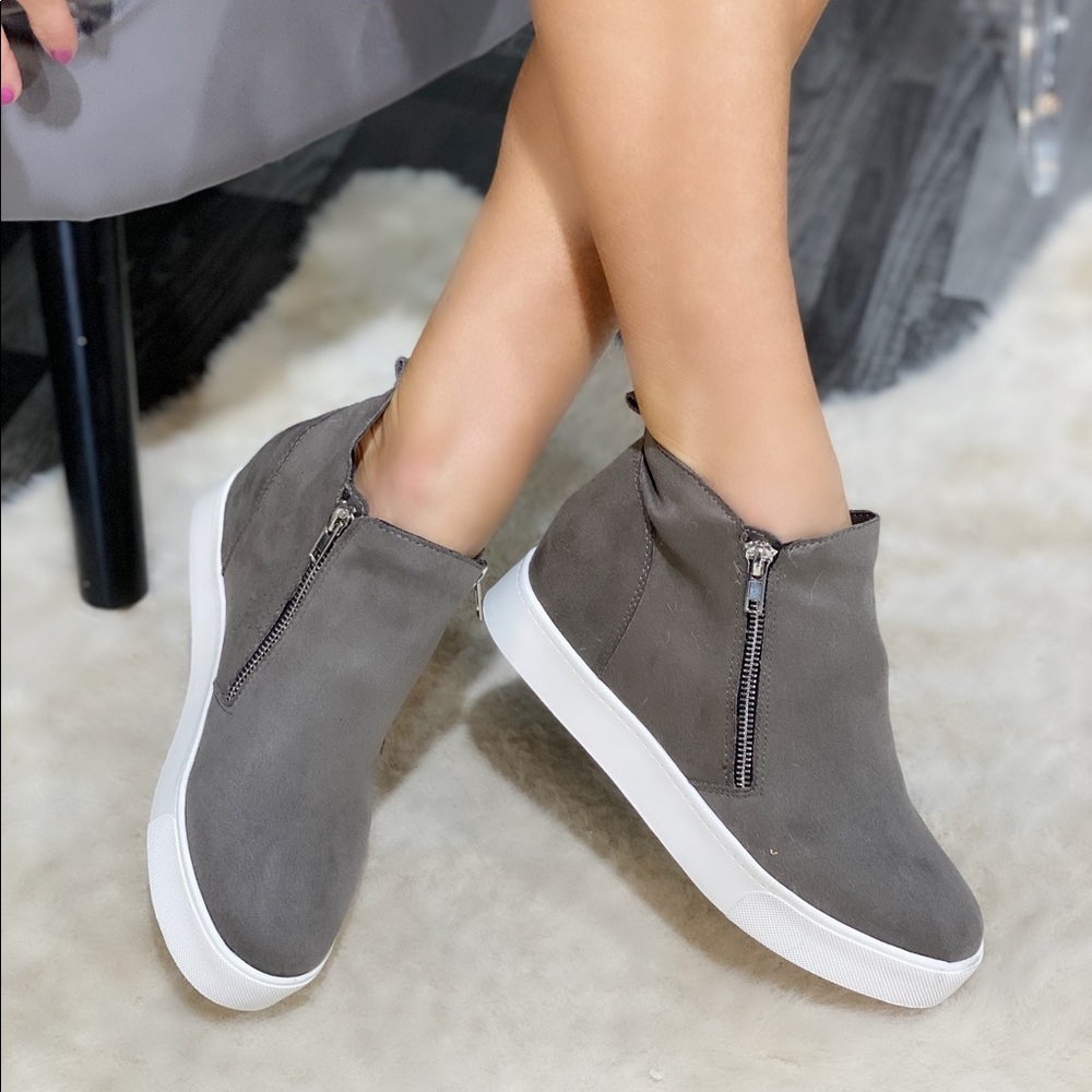 NEW grey faux suede sneaker wedge